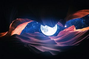 Grand Canyon with Space & Full Moon Collage I